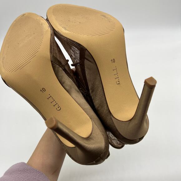 G.I.L.I. Women Heel Size 10 M Peep Toe Elastic Front Booties Kaarina Nude - Picture 9 of 11